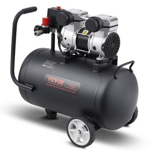 VEVOR Air Compressor, 8 Gallon Steel Tank,1HP 2.2 CFM@90 PSI Oil Free Air Compressor & Max. 120PSI Pressure,80dB Ultra Quiet Portable Compressor,Black - 1 of 4