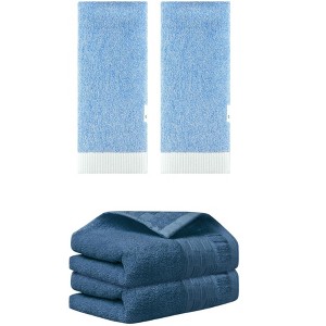 REGALWOVEN 4 Pcs Solid Soft Absorbent Hand Towel Set for Bathroom, Camping, Gym - 1 of 4