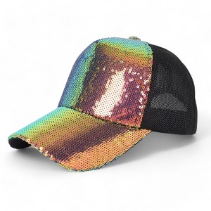 Alilang Glitter Mesh Trucker Hat with Ponytail Slot and Adjustable Strap - 1 of 4
