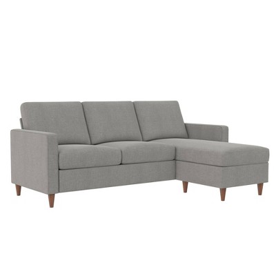 Magnolia Sectional Sofa With Pillows Light Gray Velvet - Novogratz