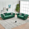 3+2 Seater Chesterfield Velvet Upholstery Sofa with Roll Armrest & Nailhead, Mid Century Modern Upholstered Couch for Living Room, Office, Apartment - 2 of 4