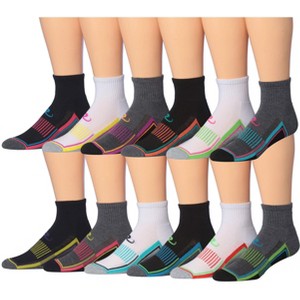 JAMES FIALLO Men's 12 Pairs Running & Athletic Turbo Pop Combo Patterned Sports Performance Ankle/Quarter Socks - 1 of 1