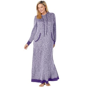 Dreams & Co. Plus Size Marled Hoodie Sleep Lounger - 1 of 4