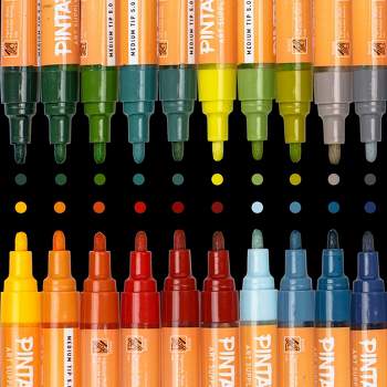 Pintar Art Supply Earth Tone Paint Pens 5.0MM 20 Pack Marker Set with Medium Tip | Use on Rocks, Canvas, Glass, Ceramics, Plastic, Fabric, Porcelain