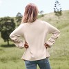 Women's Neutral Split Neck Long Puff Sleeve Top - Cupshe - 4 of 4