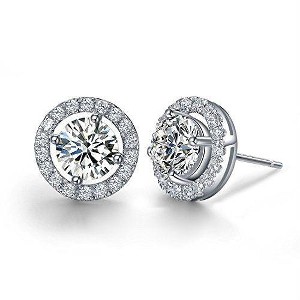 Hollywood Sensation Hope Stud Earrings Earrings- Cubic Zirconia Stud Earrings  0.625 Inches White Gold - 1 of 3
