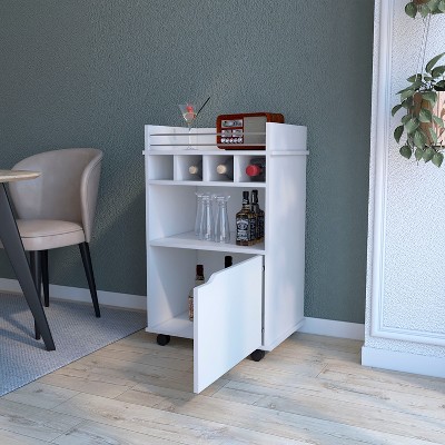 NicBex Mobile Kitchen Island Cart Morden Kitchen Carts on Wheels with Storage, 1 Cabinet Door and 4 Bottle Rack for Kitchen