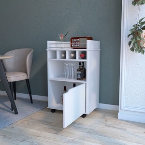 NicBex Mobile Kitchen Island Cart Morden Kitchen Carts on Wheels with Storage, 1 Cabinet Door and 4 Bottle Rack for Kitchen - 1 of 4