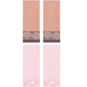REGALWOVEN 4 Pcs Floral Pattern Soft Absorbent Decorative Hand Towel for Bathroom - 1 of 4