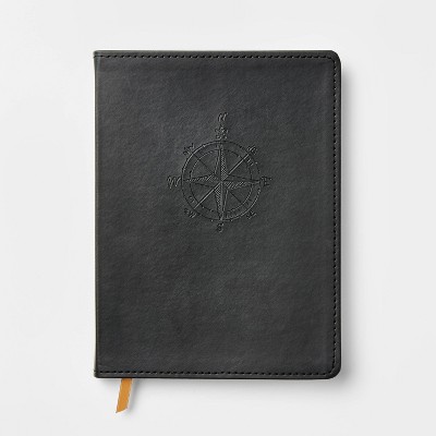 240pg Ruled Journal 8&#34;x6&#34; Faux Leather Compass - Threshold&#8482;