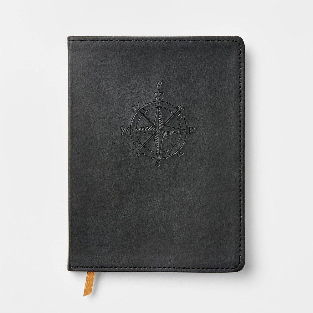 240pg Ruled Journal 8"x6" Faux Leather Compass - Threshold™: Soft Cover, Sewn Binding, Narrow Lined Paper, Multicolored
