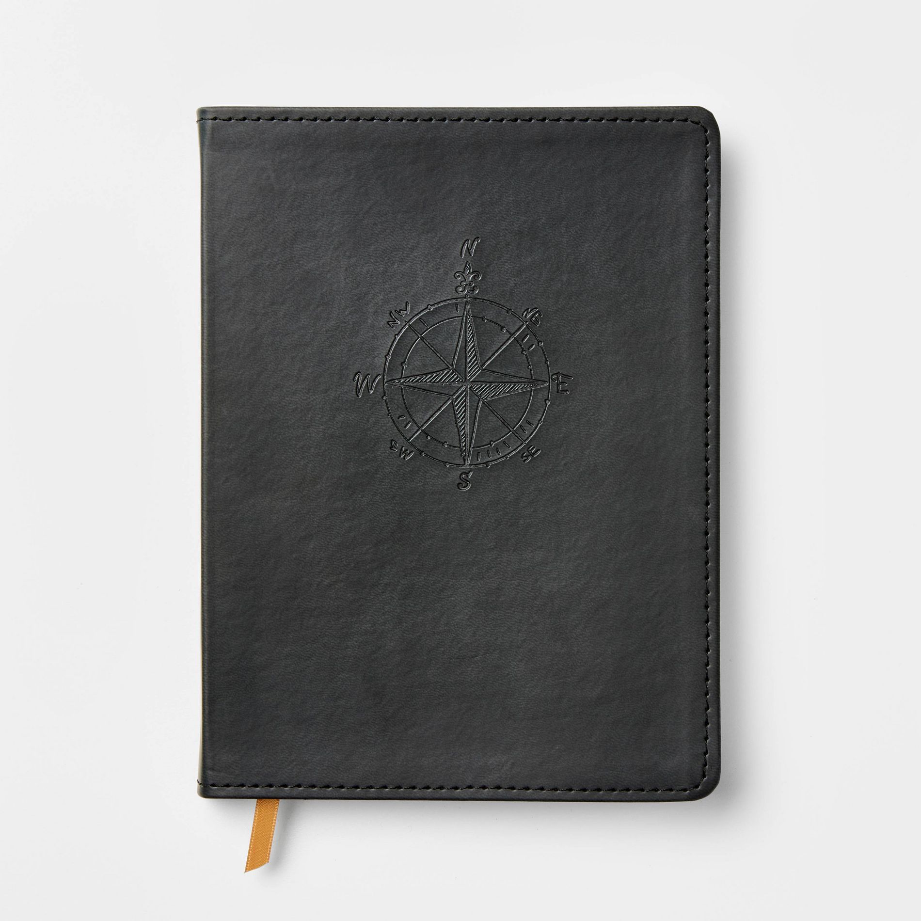 240pg Ruled Journal 8"x6" Faux Leather Compass - Threshold™: Soft Cover, Sewn Binding, Narrow Lined Paper, Multicolored