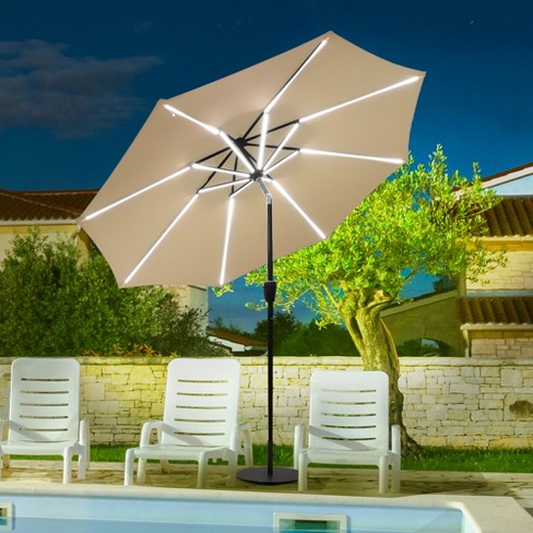 Costway 9ft Solar Led Market Umbrella Aluminum Crank Tilt 16 Strip Lights :  Target