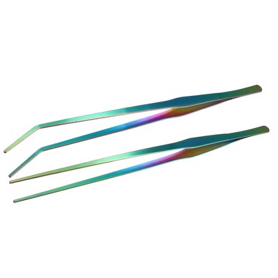 Unique Bargains Aquarium Tweezers Stainless Steel Tweezers for Plants Pets Multicolored 38cm/14.96 Inch 2 Pcs