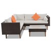 4 PCS Outdoor Wicker Sofa Set, Patio L-shape Sofa Set with Colorful Pillows- ModernLuxe - image 4 of 4