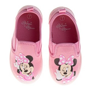 Disney Minnie Mouse Slip On Canvas Girls - Polka Dot No-Lace Design Everyday Wear Comfortable Durable Sole (Toddler – Little Kid) - 1 of 4