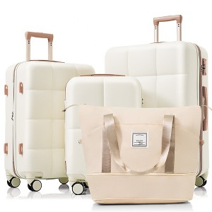Whisen 3-Piece ABS Hardside Luggage Set with 360° Spinner Wheels, Textured Finish, Side Hooks, Built-in Cup Holder - 1 of 4