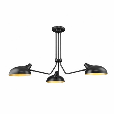 Bellamy Matte Black and Gold 46" Semi-Flush Ceiling Light