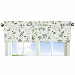 Sweet Jojo Designs Girl Window Valance Treatment 54in. Botanical Green and White - 1 of 4