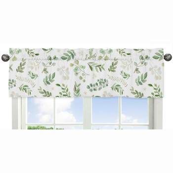 Sweet Jojo Designs Girl Window Valance Treatment 54in. Botanical Green and White