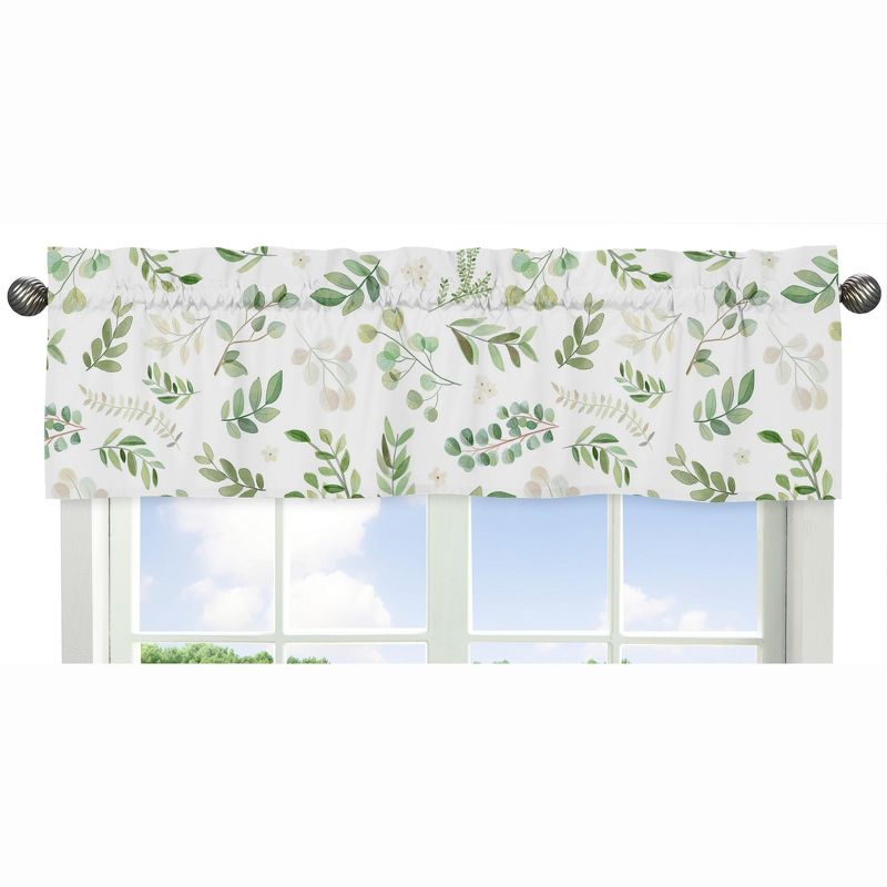 Sweet Jojo Designs Girl Window Valance Treatment 54in. Botanical Green and White, 1 of 5