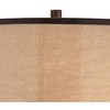 Franklin Iron Works Modern Industrial Table Lamp 27 1/2" Tall with USB Charging Port Oil Rubbed Bronze Double Fabric Shade for Bedroom Living Room - 3 of 4