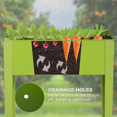 Green Steel Outdoor Elevated Garden Planter with Legs 24.5" x 12.5" x 31.5"