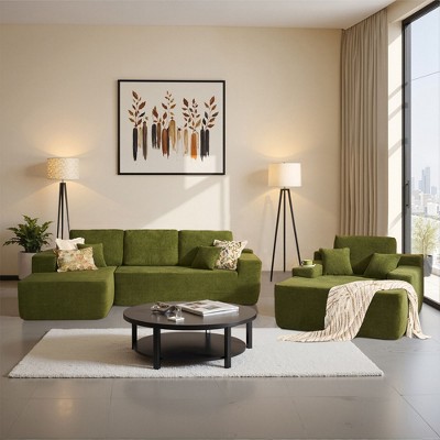 XIZZI Modular Sectional Sofa Couch, L/U-Shape Upholstered Couch, Modern Minimalist Couches for Living Room, Free Combination Deep Seat Corner Couch