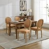 French Linen Dining Chairs Set of 2 with Upholstered Round Back,Antique Finish Solid Wood Frame for Dining Room-Baofuwish - 3 of 4