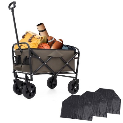 YONWAY Multi-Use Bag Collapsible Foldable Wagon Cart Beach Wagon,Heavy Duty Utility Cart for for Camping ,3pcs plastic Liner bag /Cover