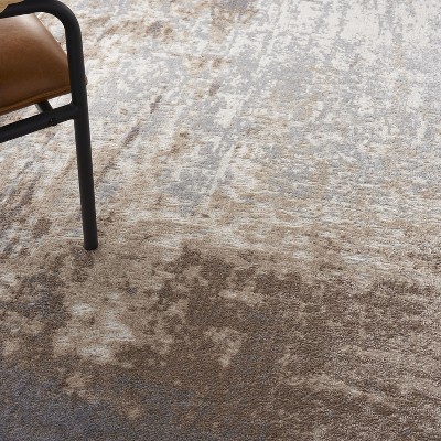 Modern Abstract Gray Synthetic 9' x 12' Easy-Care Area Rug