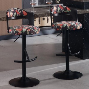 Adjustable Swivel Bar stool Solid wood backrest for Kitchen Counter and Dining Room 2pcs Black - 1 of 4