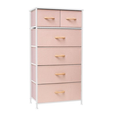 Image of 6-drawer Chest Vertical Dresser Storage Tower by Crestlive Products Pink