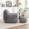 Faux Fur Bean Bag Chair with Backrest and Footstool, Stuffed Floor Sofa with Shredded Foam Filling, Comfy Seating for Adults and Kids-Baofuwish - 2 of 4
