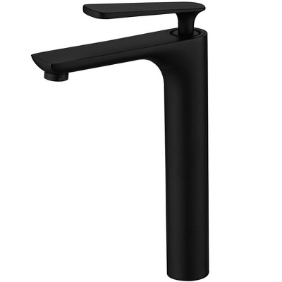 BWE Single Hole Single Handle High Arc Bathroom Vessel Sink Faucet With Swivel Spout in Matte Black