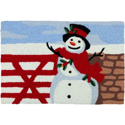 Jellybean Snowman by the Fence Doormat 20"x30" – Durable Indoor/Outdoor Mat for Festive Winter Warmth