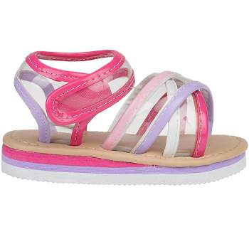 Rampage Toddler Girl's Strappy Open-Toe Ankle Strap Flat Sandals with Clear Vinyl Straps