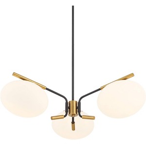 Possini Euro Design Possini Euro Gwynn 26 1/2" Black and Gold 3-Light Modern Chandelier - 1 of 4