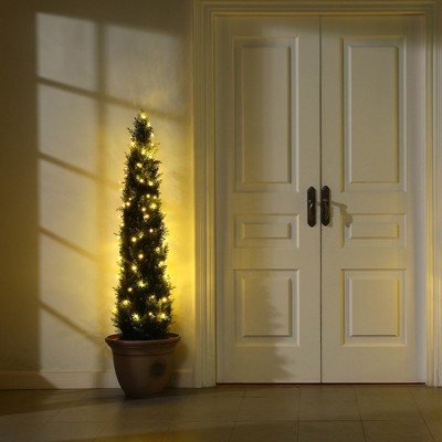 DR.Planzen Artificial Cedar Tree Artificial Cedar Topiary Trees with a pretty light strip  perfect for Christmas Home Decor set of 1 pack.