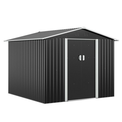 Sandinrayli 8.4 ft. W x 8.4 ft. D Outdoor Storage Metal Shed Garden Tool Steel Shed with Sliding Doors and Vents(70.56 sq. ft.)