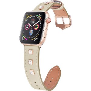 Worryfree Gadgets Dressy Leather Apple Band for iWatch Series 8 7 6 5 4 3 2 1 Genuine Leather Replacement Band Smart iWatch Accessories – two size - 1 of 4