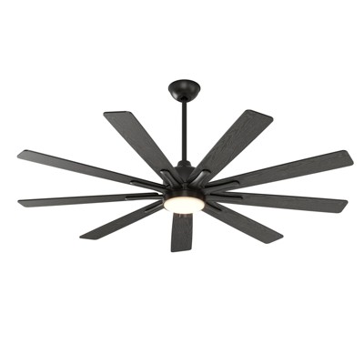 Warmiplanet 62"Ceiling Fans with Lights and Remote Control, Reversible Silent DC Motor, 6 Speeds, 3 Color Dimmable LED Light, Timer, Black, 9-Blades