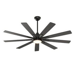 Warmiplanet 62"Ceiling Fans with Lights and Remote Control, Reversible Silent DC Motor, 6 Speeds, 3 Color Dimmable LED Light, Timer, Black, 9-Blades - 1 of 4