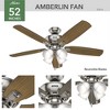 Hunter Fans 52" Amberlin Lighted Ceiling Fan Brushed Nickel Greyed Walnut Blades - 2 of 4