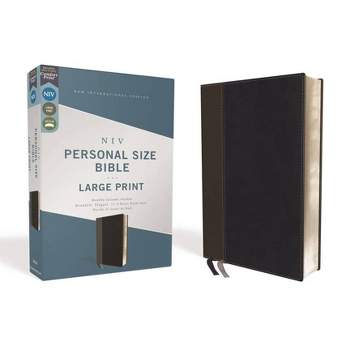 Niv, Personal Size Bible, Large Print, Leathersoft, Black, Red Letter Edition, Comfort Print - by  Zondervan (Leather Bound)