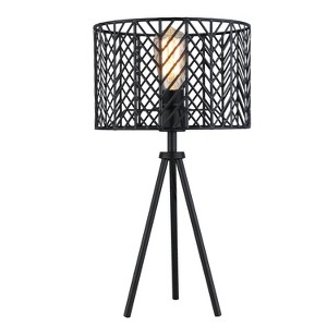 18.5" Ingrid Cage Shade Metal Tripod Table Lamp Black - River of Goods: Modern Accent for Living Room, Inline Switch - 1 of 4