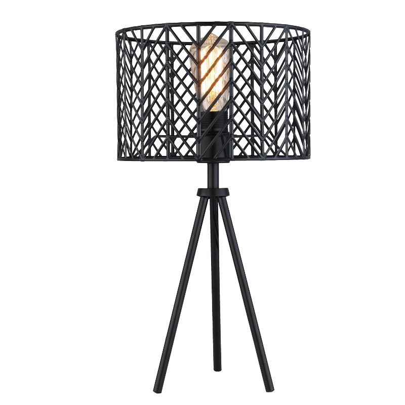 18.5&#34; Ingrid Cage Shade Metal Tripod Table Lamp Black - River of Goods, 1 of 12
