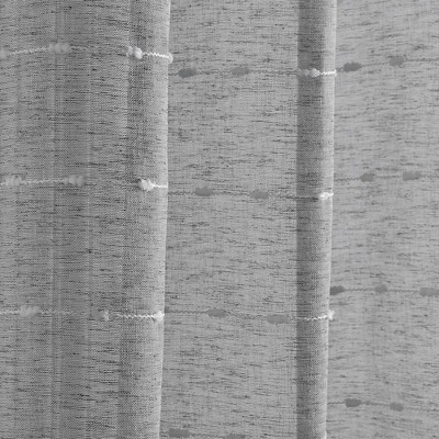 Dark Gray Sheer Polyester Grommet Window Curtain Panels, 38"W x 108"L