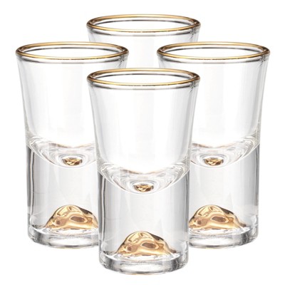 Unique Bargains Polystyrene Lightweight Shot Glasses with Gold Mountain Design 4 Pcs