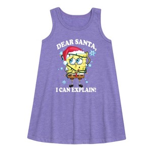 Girls' - SpongeBob SquarePants - Dear Santa Graphic Sleeveless Aline Dress - 1 of 4